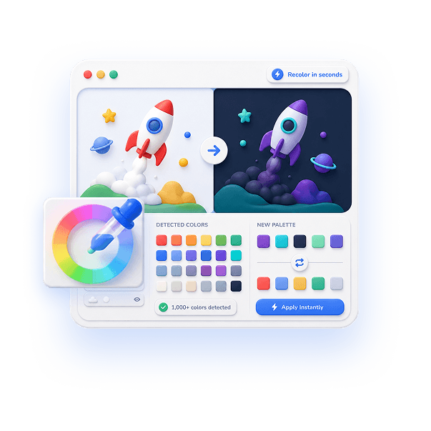 Lottie animation recolored in the EasyLottie browser editor